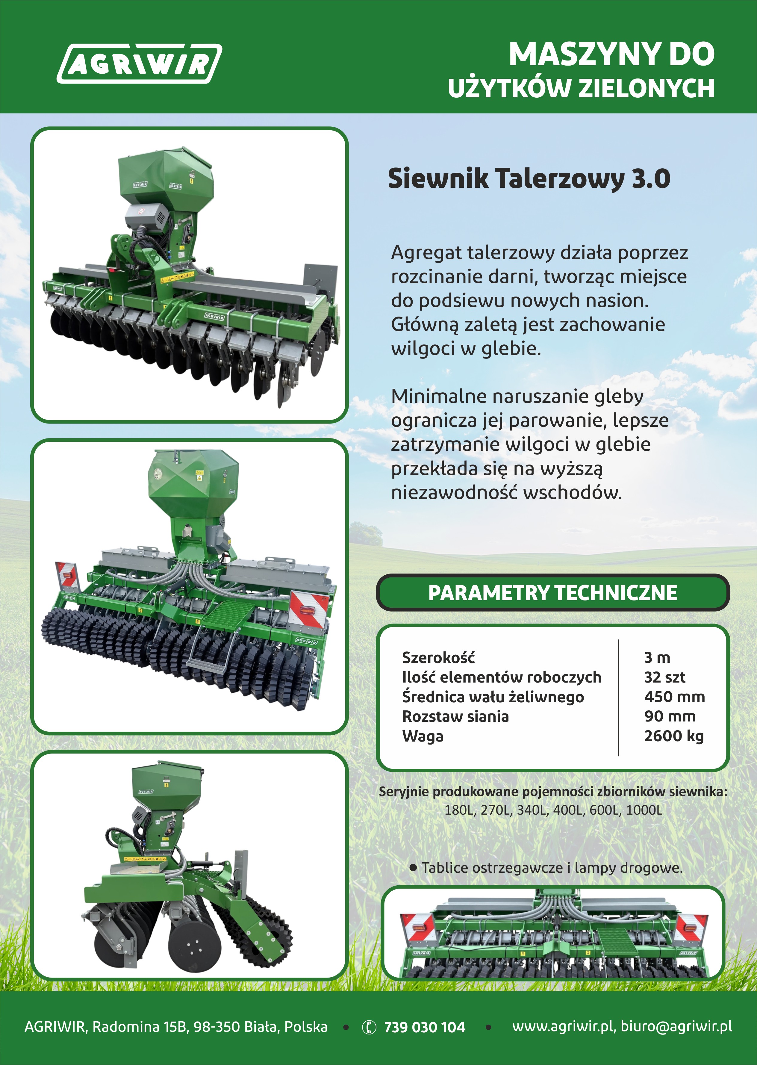 Siewnik talerzowy 3m AGRIWIR Biała